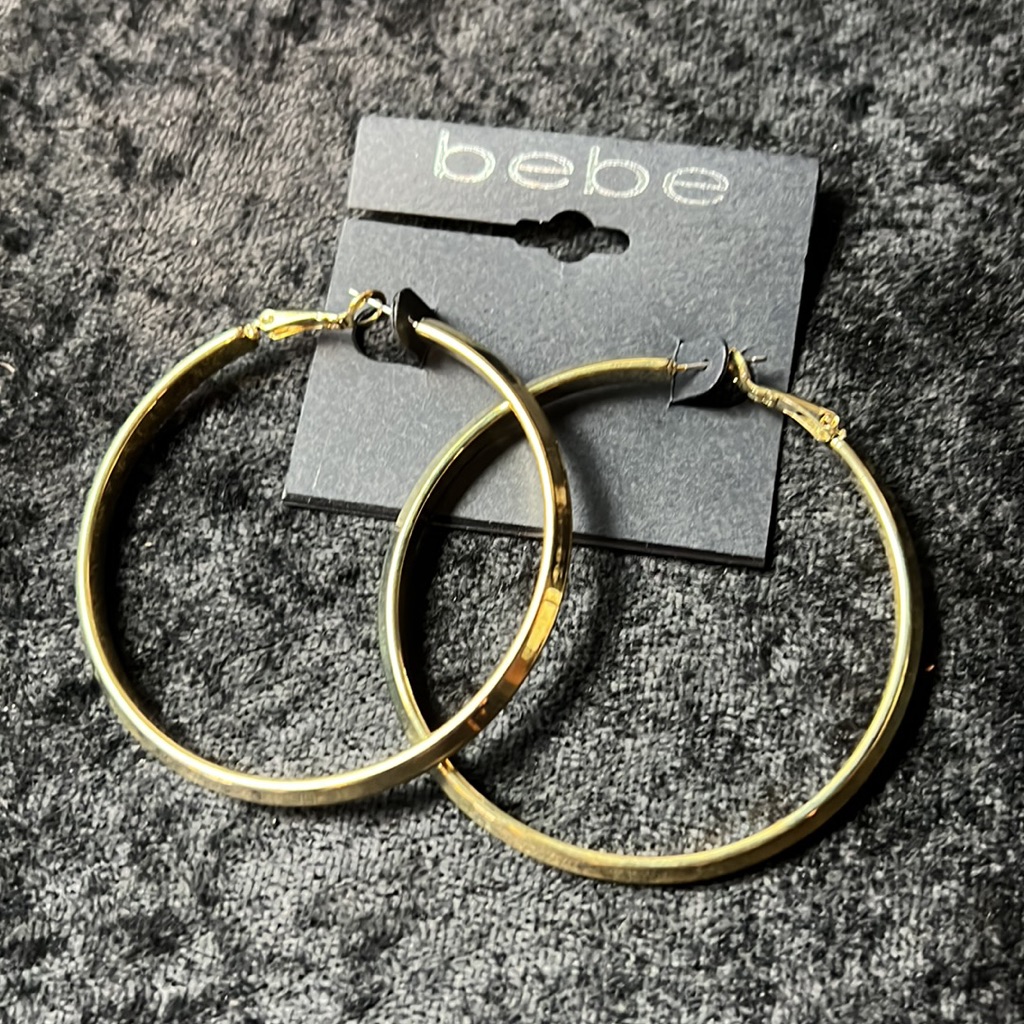 Bebe Simple Gold 2 14 Inch Hoop Earrings 14$